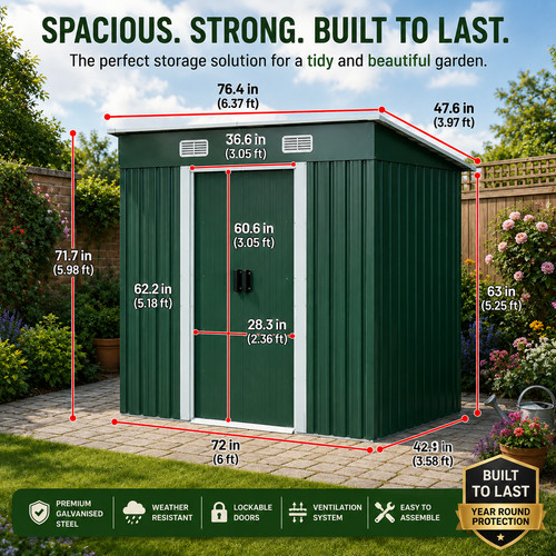 5x4ft metal garden - metal, shed