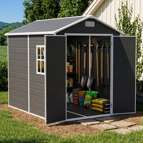 Plastic garden shed - garden, floor