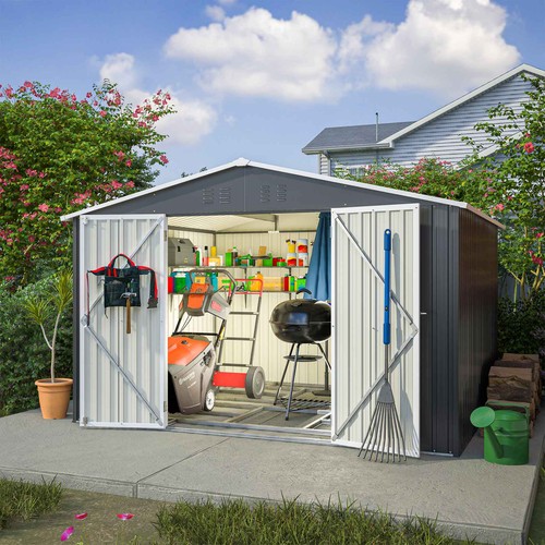 Garden shed 10x8ft metal apex - garden,