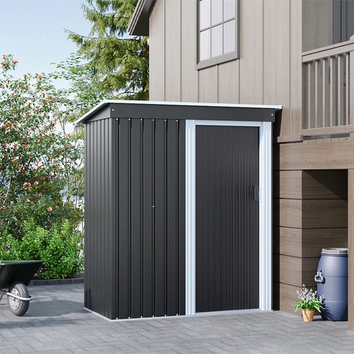 Anthracite metal garden shed - garden,