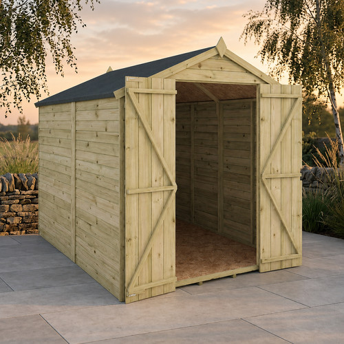 8x6 wooden garden sheds double - 8x6,