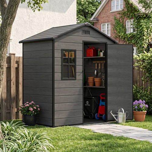 6x4ft plastic garden shed grey - garden,