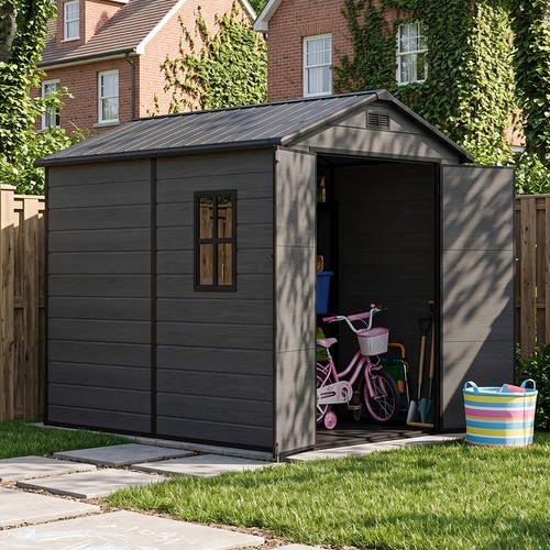 Grey wood grain plastic garden - grey,